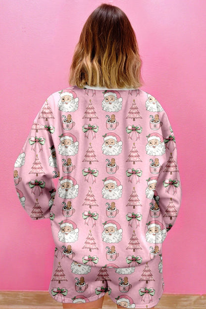 Ho Ho Ho Christmas Fashion Print 2pcs Lounge Short Set