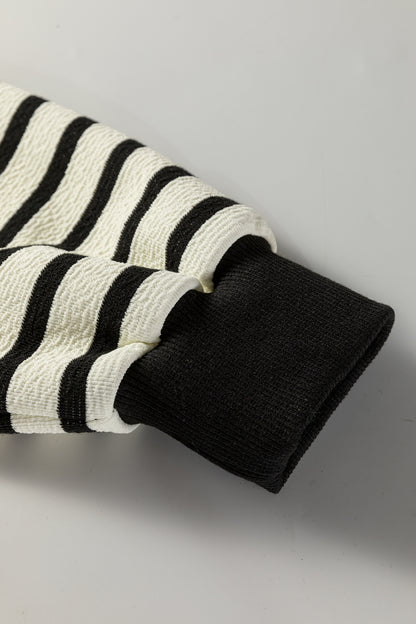 Black Striped MERRY Christmas Sweatshirt Drop Shoulder Pullover