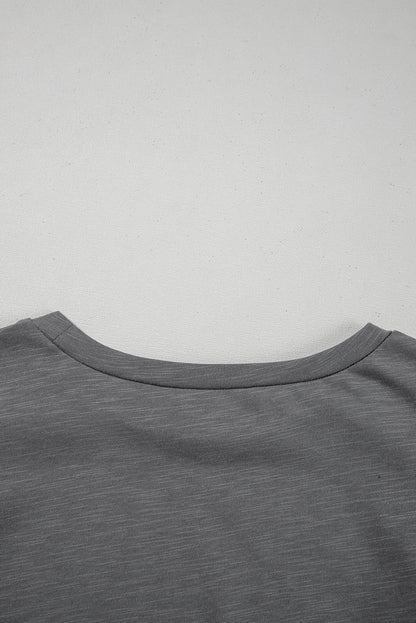Dark Grey Ruffle Sleeve Casual Tee Boutique Summer Top