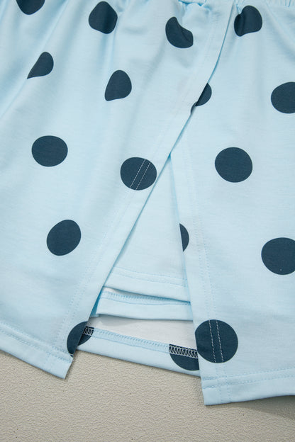 Polka Dot Tank Top Split Skort 2 Piece Lounge Set