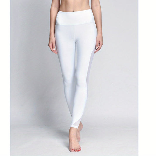 High-Waisted Mesh Yoga Leggings Elastic Fitness Pants