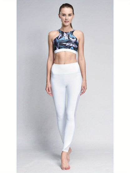 High-Waisted Mesh Yoga Leggings Elastic Fitness Pants