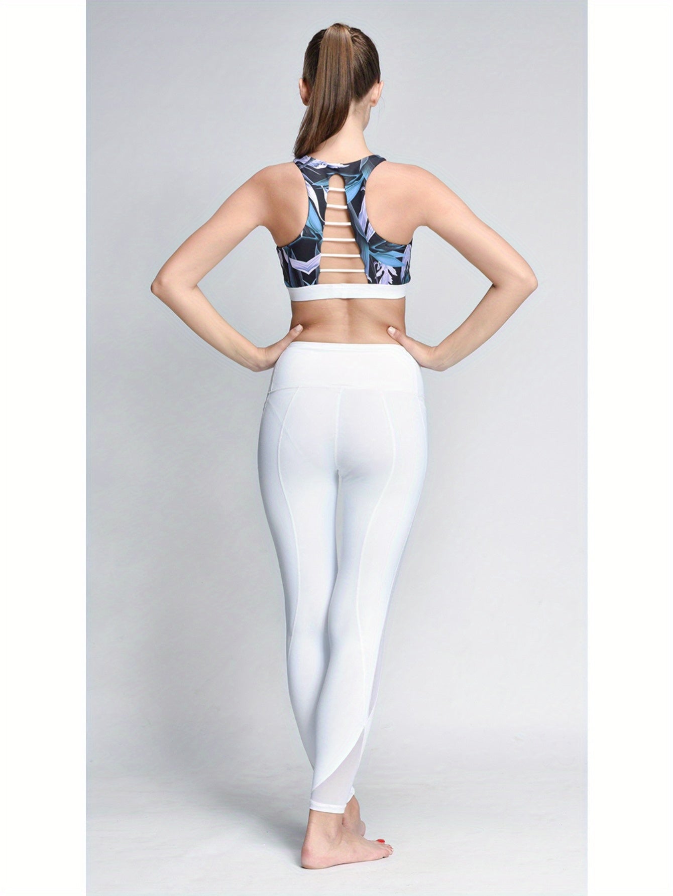 High-Waisted Mesh Yoga Leggings Elastic Fitness Pants