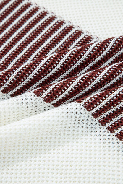 Two Tone Striped Patchwork Drop Shoulder Loose Sweater