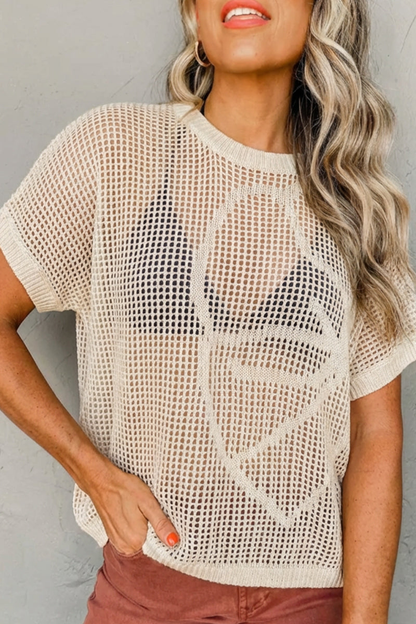 Crochet Hollow Out Knit Beach Cover Up Top