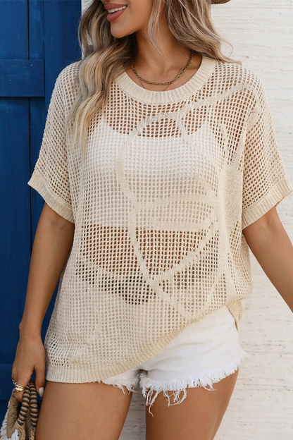 Crochet Hollow Out Knit Beach Cover Up Top