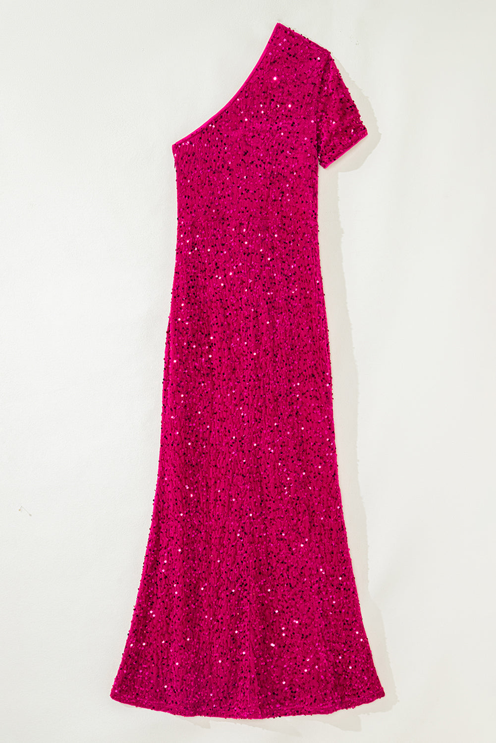 Pitaya Pink One Shoulder Sequin Gown with Slit