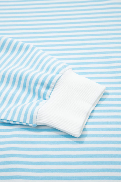 Pink Stripe Oversized Mock Neck Sweatshirt Shorts Set