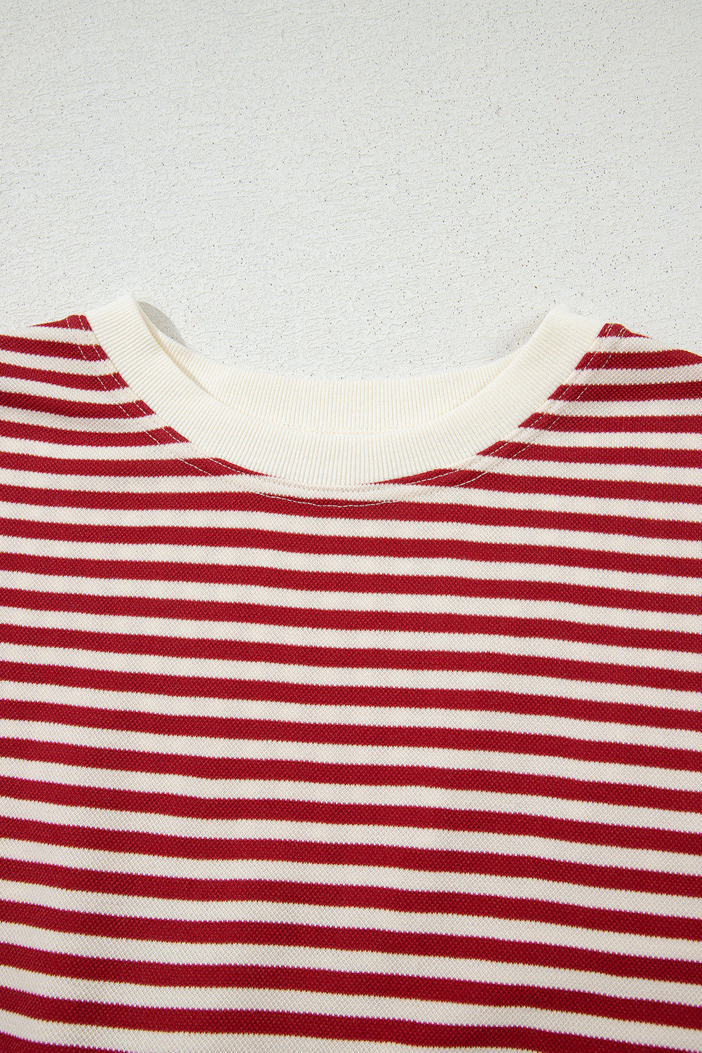 Red Stripe Bow Cutout Back Drop Shoulder Loose Tee