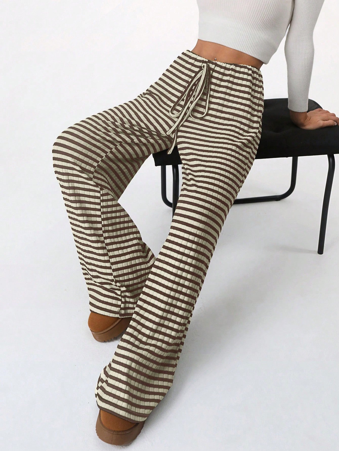 Cotton Wide Leg Lounge Pants with Drawstring Waist