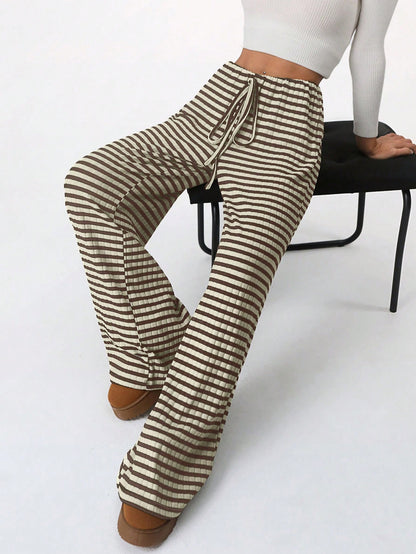 Cotton Wide Leg Lounge Pants with Drawstring Waist