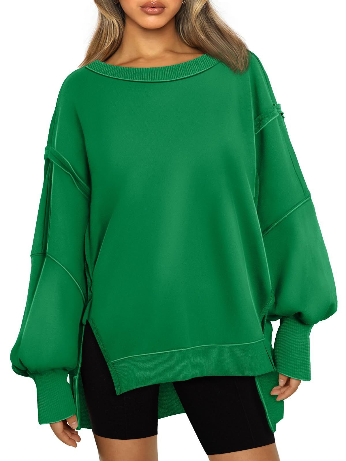Oversized Drop Shoulder Sweatshirt - Pullover Top