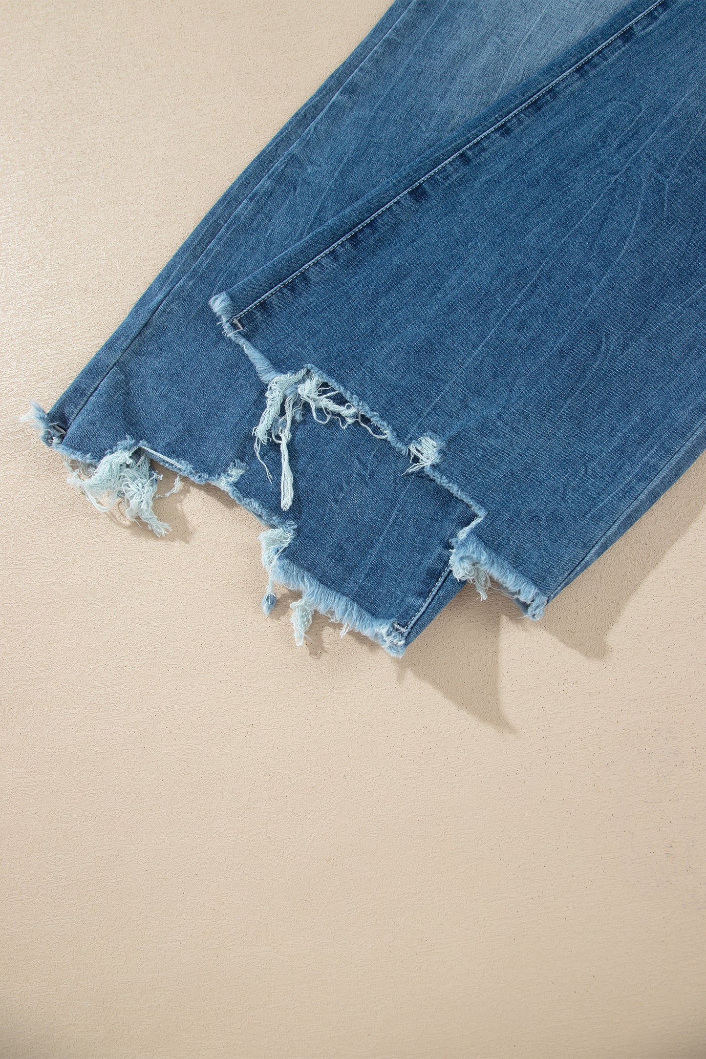 High Waist Flare Jeans Frayed Hem Western Denim Women