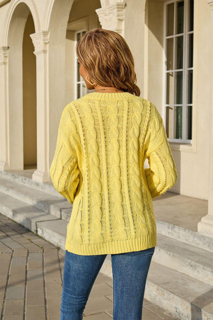 Cable Knit Pullover Sweater – Loose Fit Chunky Fall Knit