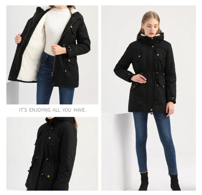 Women's Plus Size Hooded Fleece Lined Parka Winter Coat