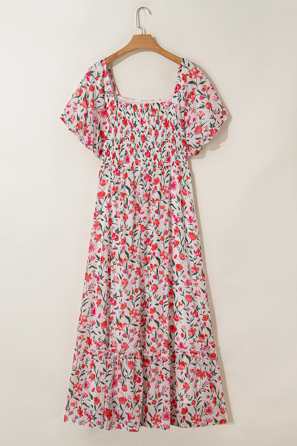 Plus Size Easter Floral Puff Sleeve Maxi Dress