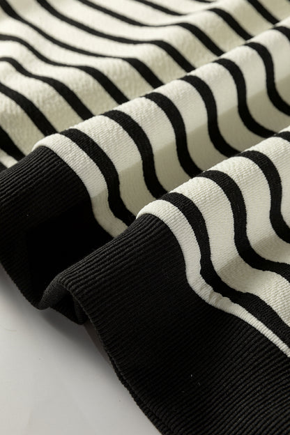 Black Striped MERRY Christmas Sweatshirt Drop Shoulder Pullover