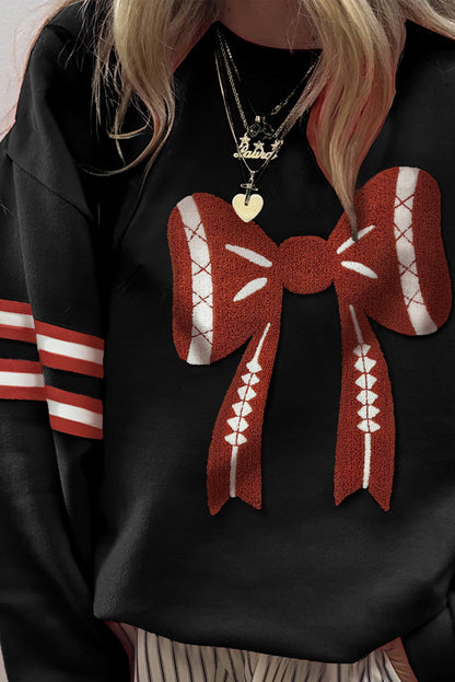 Game Day Bow Graphic Varsity Sweatshirt for Women
