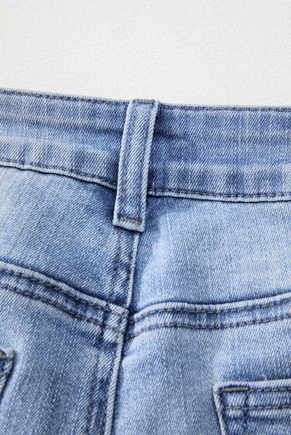 High Waist Flared Jeans with Raw Hem