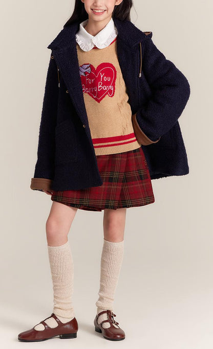 Kids Red Plaid Pleated Skort for School and Everyday Wear