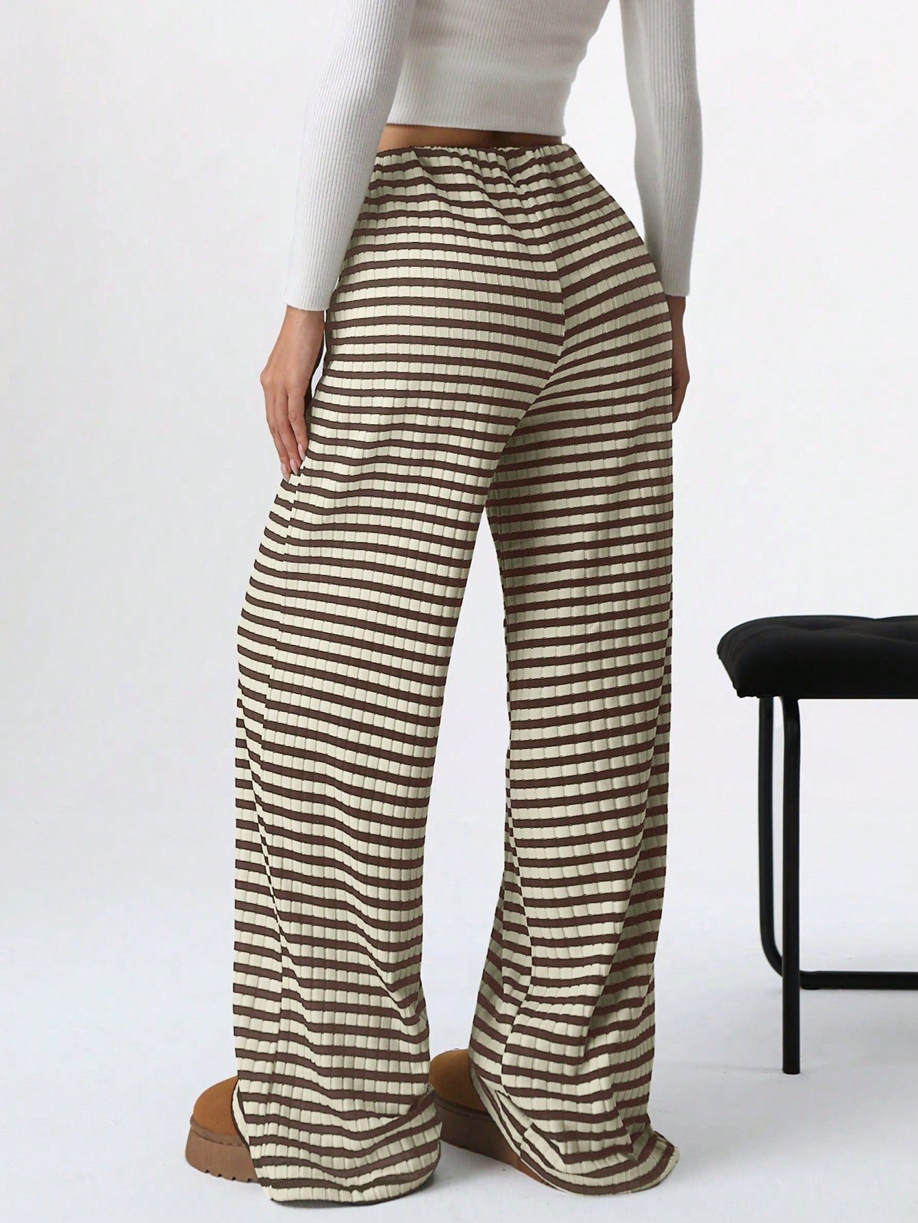 Cotton Wide Leg Lounge Pants with Drawstring Waist