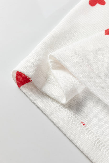 Womens Heart Print Pajama Set Long Sleeve Lounge Set