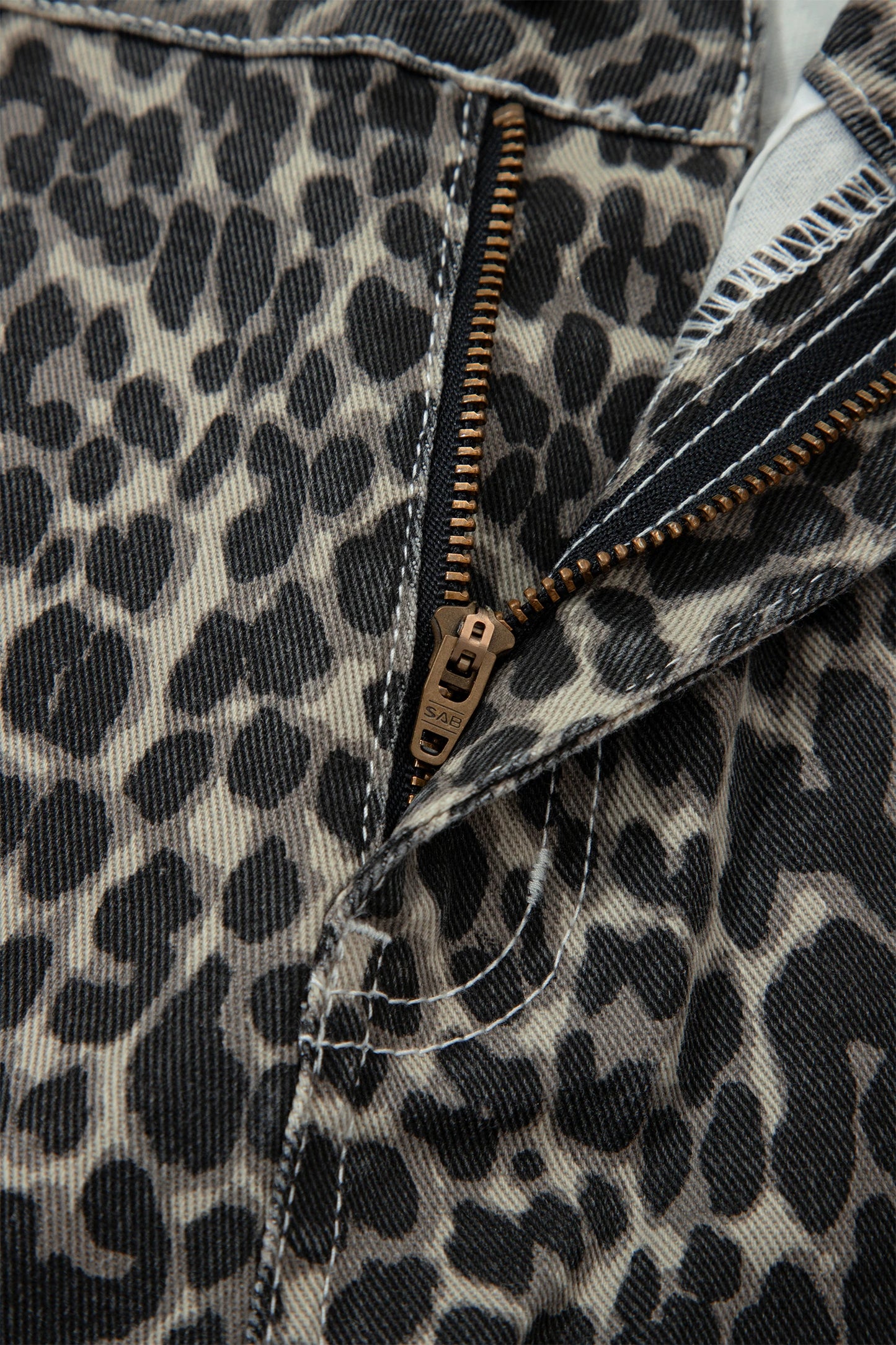 Black Leopard Print High Waist Barrel Leg Jeans
