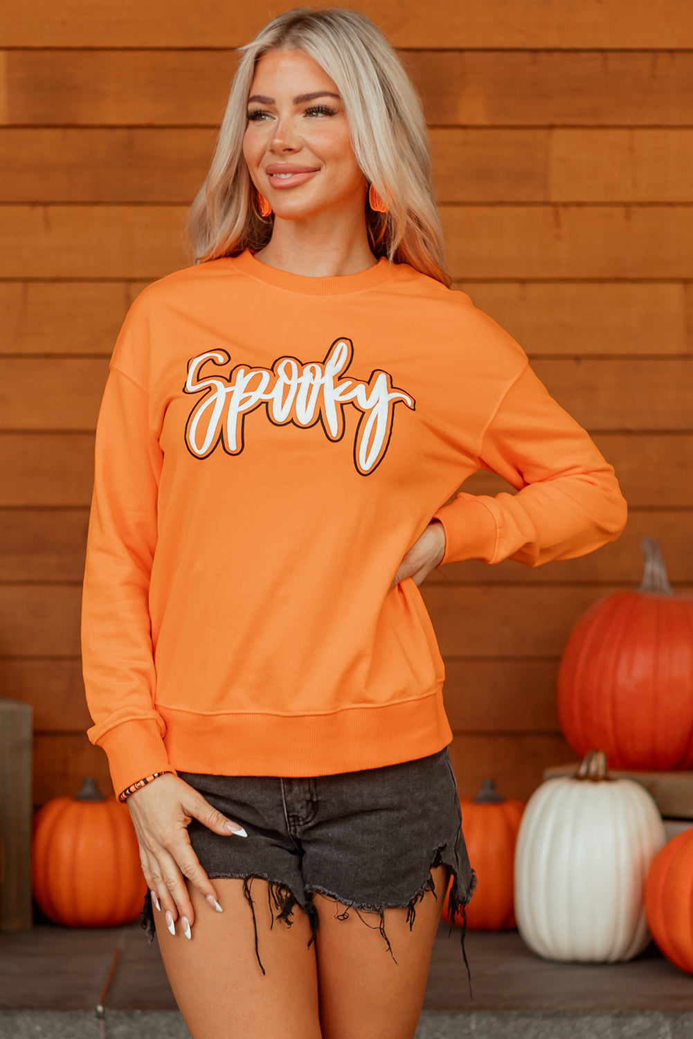 Spooky Graphic Halloween Crew Neck Sweatshirt