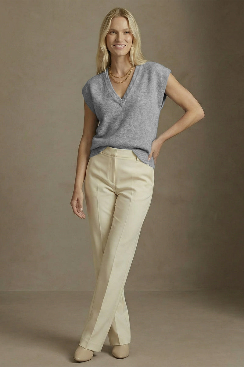V Neck Cap Sleeve Lightweight Knit Sweater Top