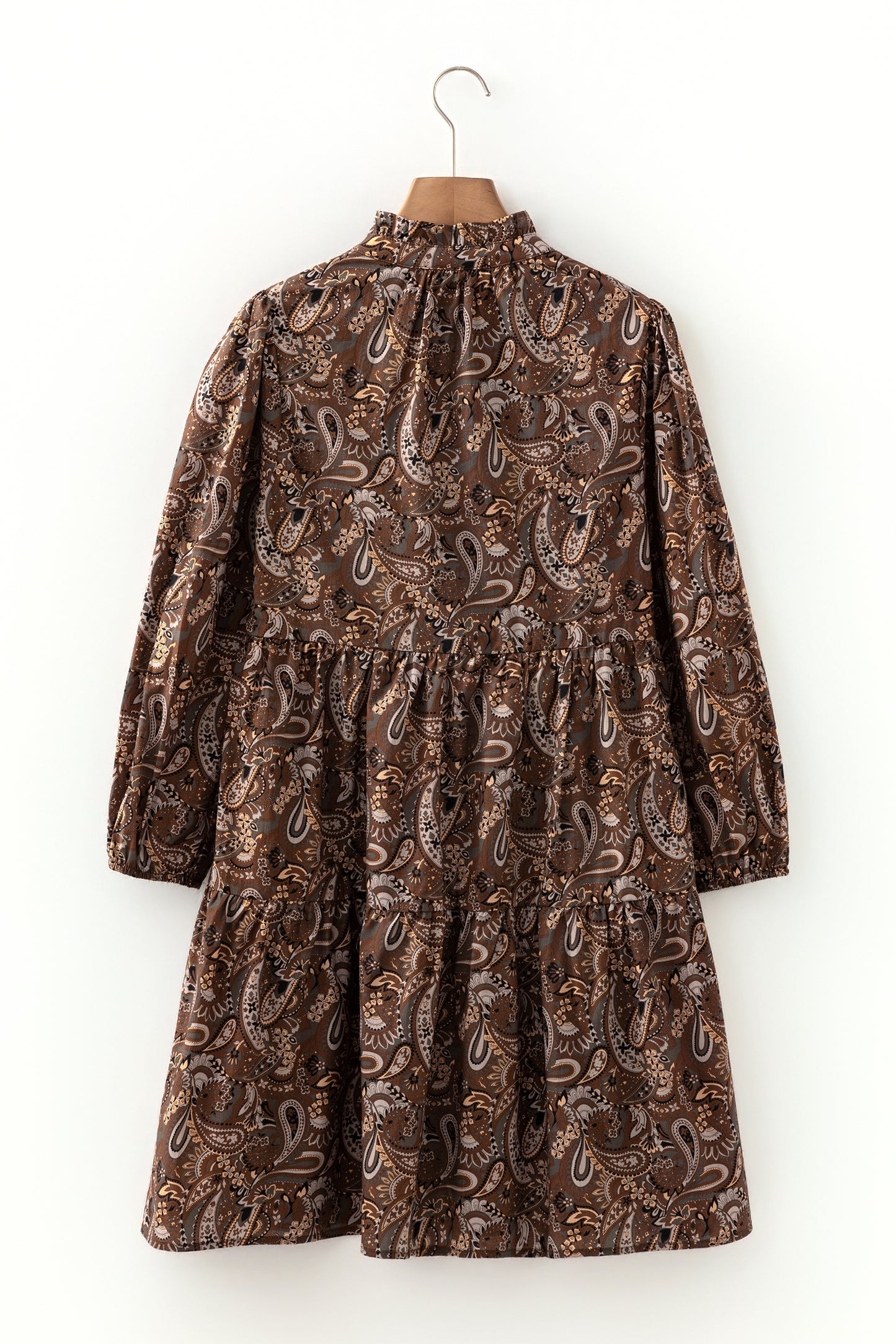 Paisley Print Mini Dress Women Puff Sleeve Casual Dress