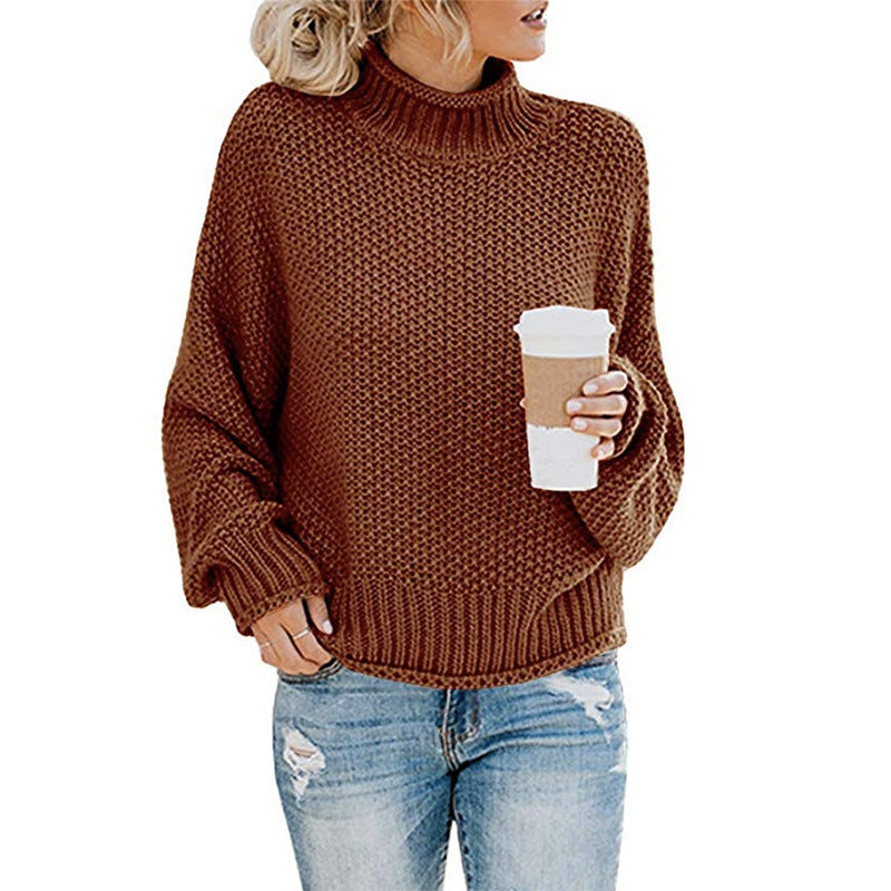 Women's Chunky Oversized Turtleneck Batwing Sweater