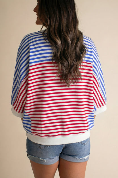 Striped Oversized T Shirt Colorblock Casual Loose Top