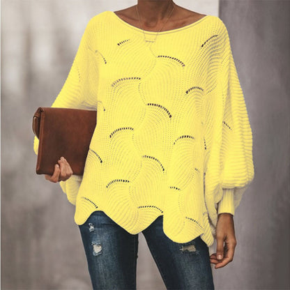 Women's Oversized Batwing Pointelle Knit Sweater
