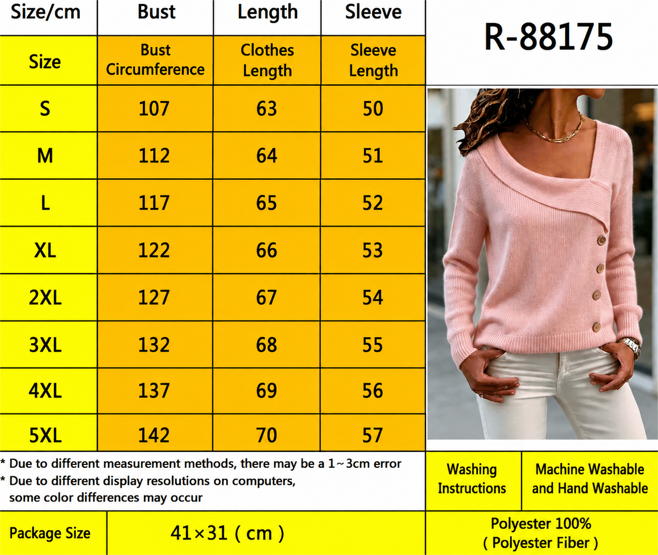 Women’s Asymmetrical Neck Button Knit Sweater