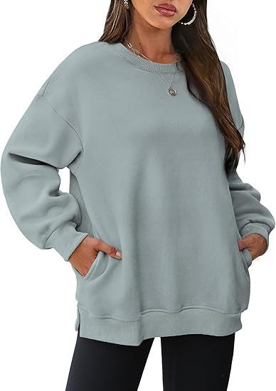 Oversized Crewneck Fleece Sweatshirt - Cozy Pullover Top