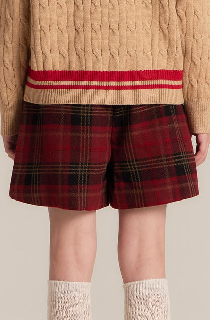 Kids Red Plaid Pleated Skort for School and Everyday Wear
