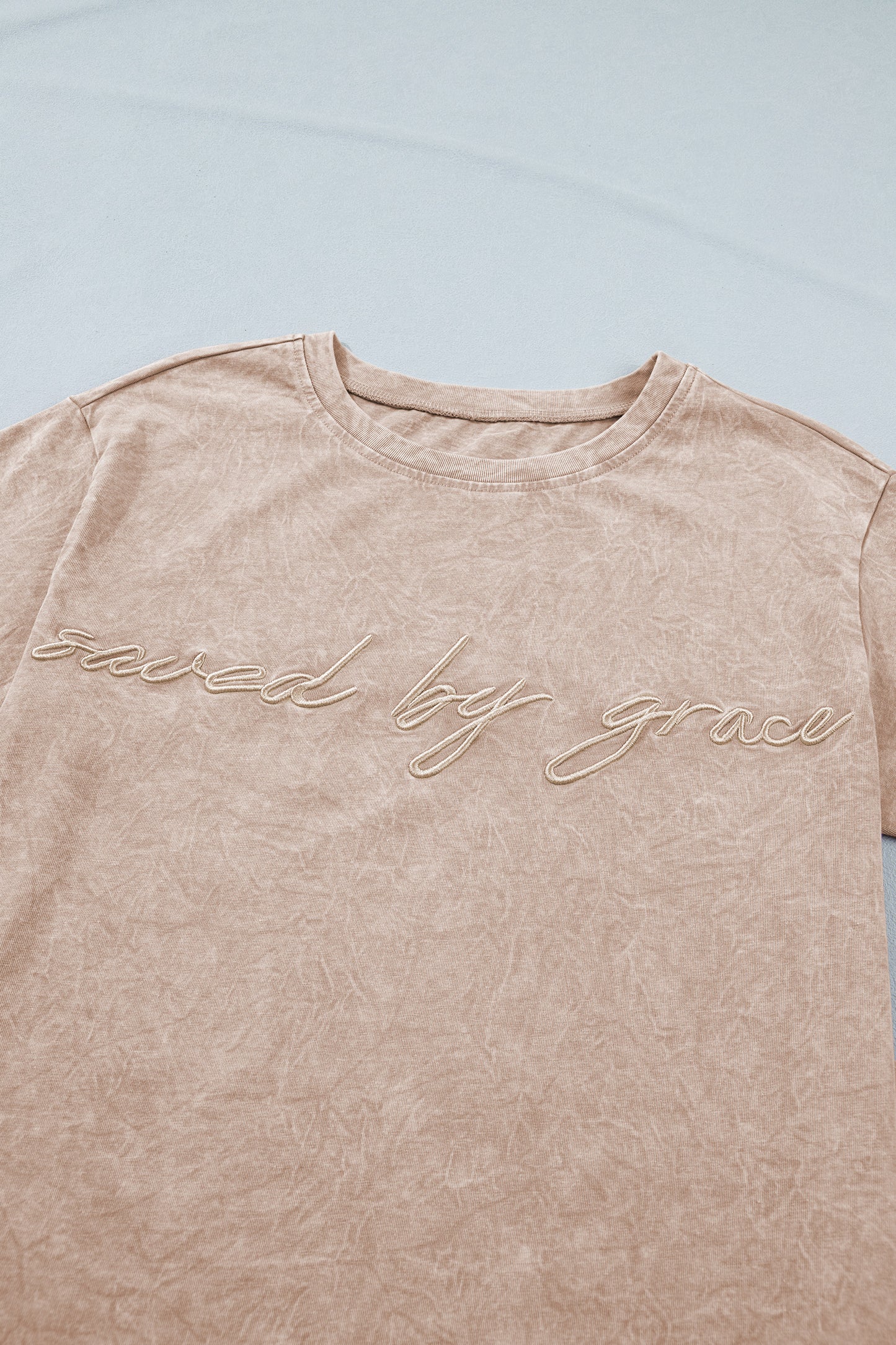 Mineral Washed Cotton Tee Saved by Grace Graphic