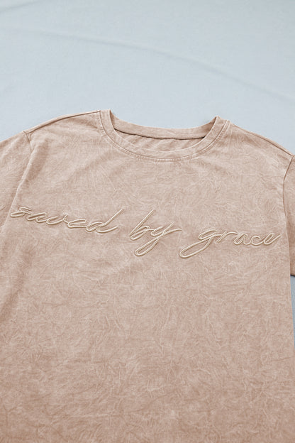 Mineral Washed Cotton Tee Saved by Grace Graphic