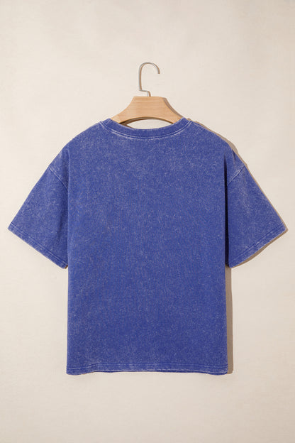 Blue Star Print Mineral Wash Flag Day Independence Tee
