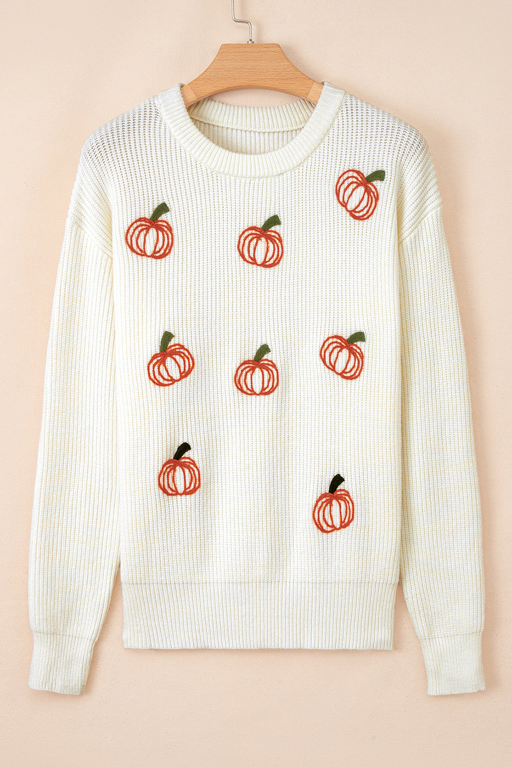 Pumpkin Embroidered Thanksgiving Halloween Holiday Sweater