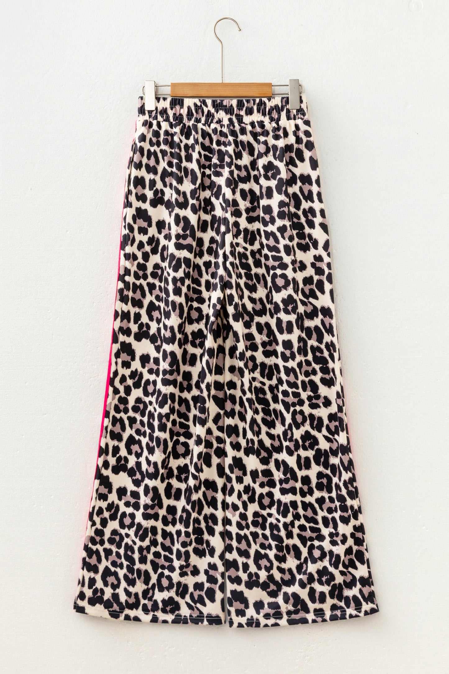 Leopard Print Tie Waist Wide Leg Lounge Pants Women