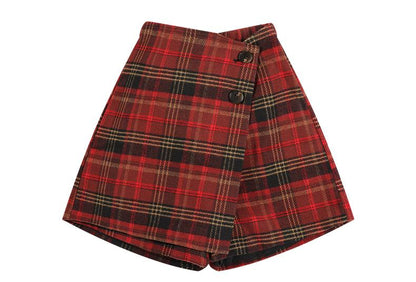 Kids Red Plaid Pleated Skort for School and Everyday Wear
