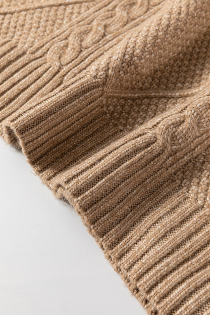 Cozy Cable Knit Drop Shoulder Oversized Sweater Dress