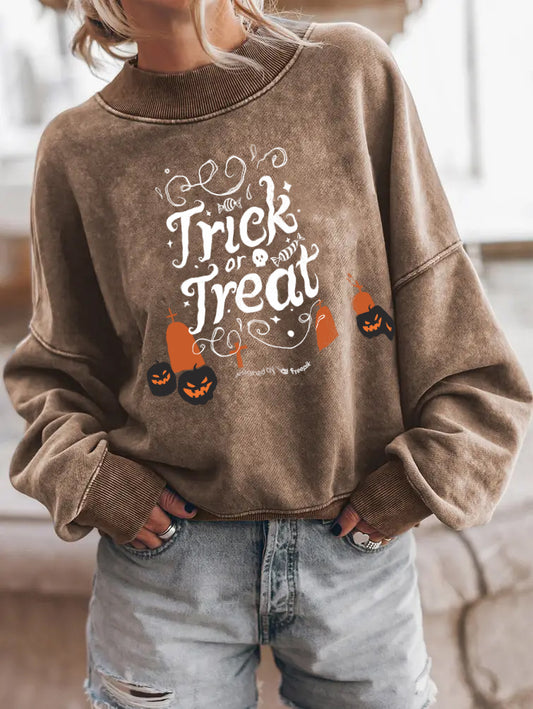 Halloween Trick or Treat Graphic Drop Shoulder Sweatshirt