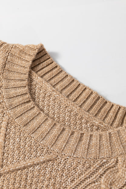 Cozy Cable Knit Drop Shoulder Oversized Sweater Dress