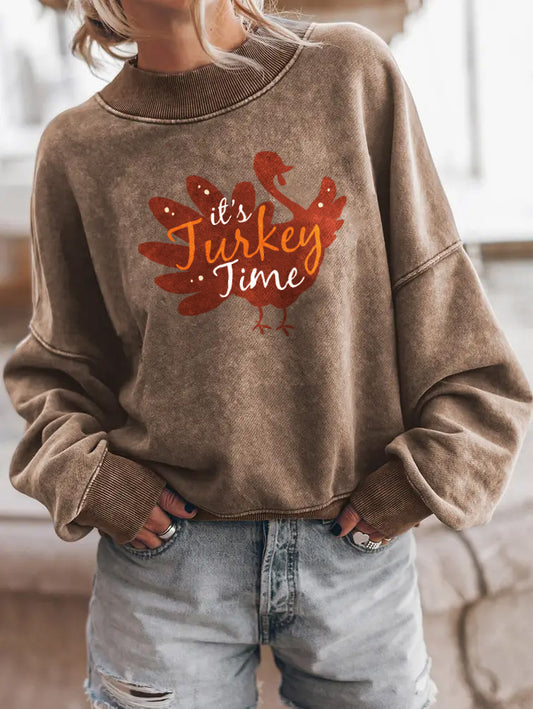 Thanksgiving Turkey Graphic Drop Shoulder Sweatshirt