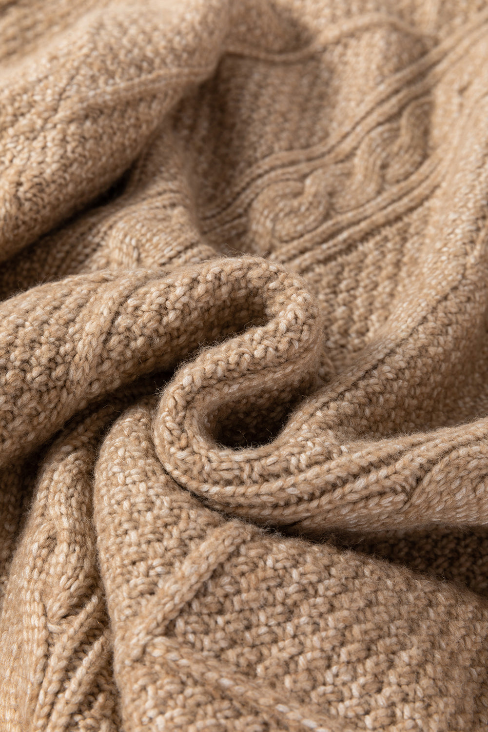 Cozy Cable Knit Drop Shoulder Oversized Sweater Dress