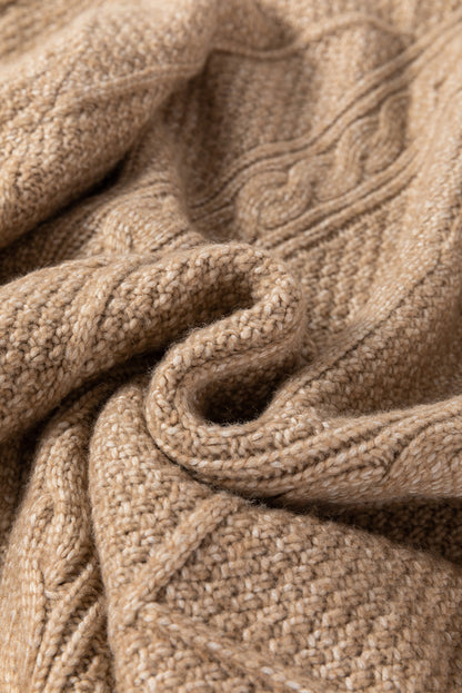 Cozy Cable Knit Drop Shoulder Oversized Sweater Dress