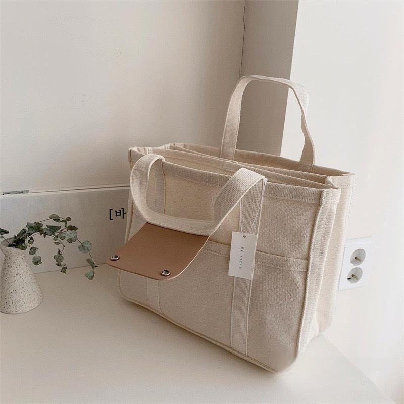 Black Canvas Crossbody Shoulder Tote Bag for Travel