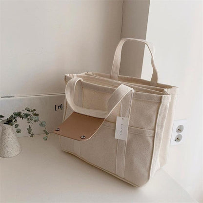 Black Canvas Crossbody Shoulder Tote Bag for Travel
